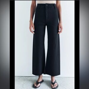 Zara Black High-Waist Wide-Leg Jeans with Custom Crab Patch